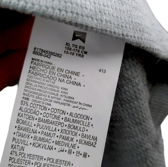 Nike Waffle Knit Gray Long Sleeve Colorful Graphic Top Girls Size Extra Large XL - Picture 6 of 7